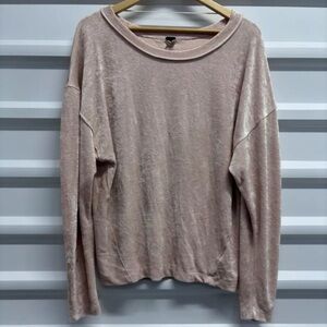 We The Free Velvet Pink Top long Sleeve Size Large